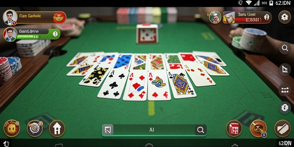 Tampilan gameplay seru dalam 62IDN yang menampilkan pertandingan Gaple.