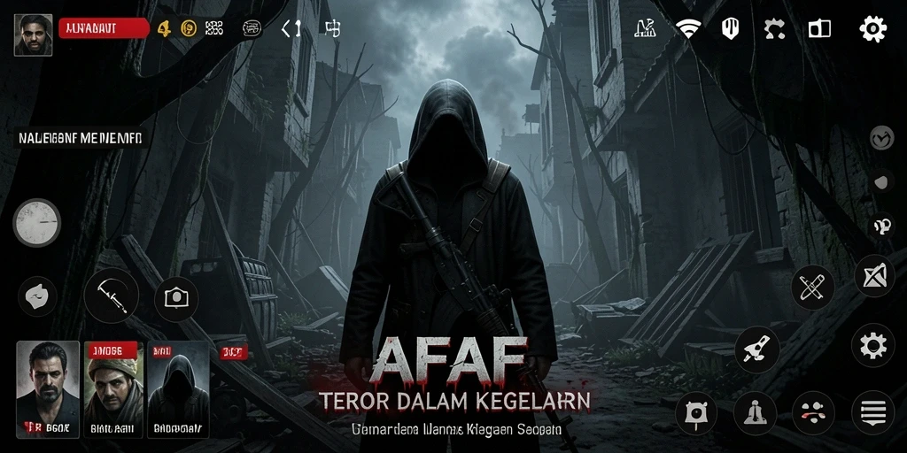 Gameplay mengerikan dengan suasana kelam dan suara menakutkan.
