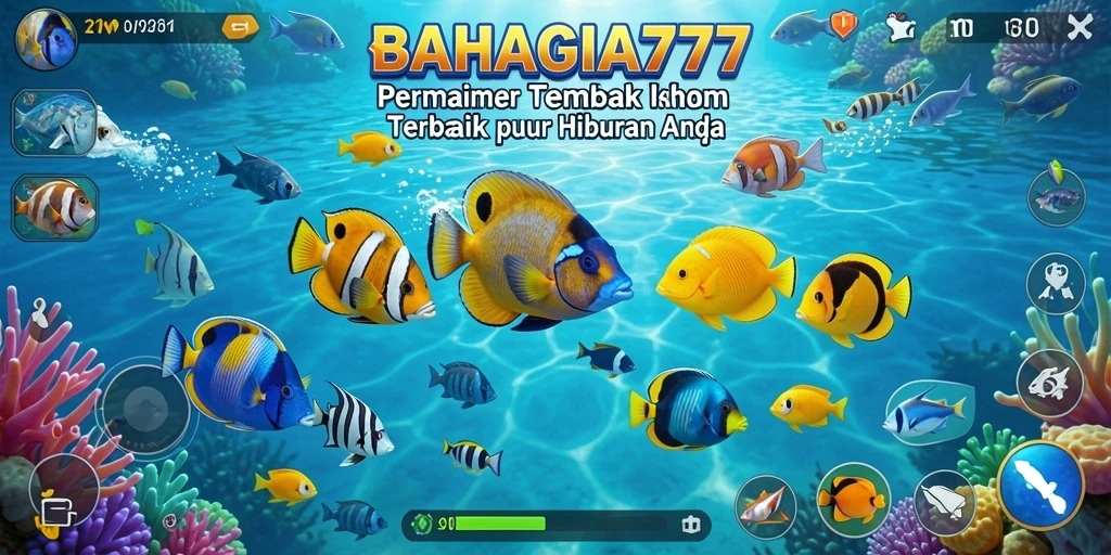 Tangkapan layar gameplay memukau dari BAHAGIA777 menunjukkan keseruan Tembak Ikan.