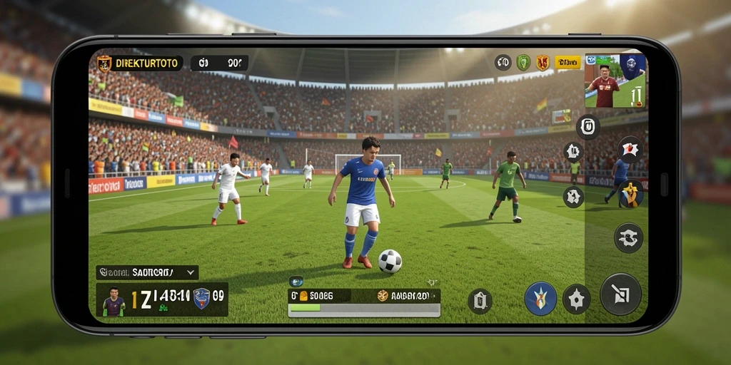 Tampilan screenshot game DIREKTURTOTO yang menunjukkan aksi seru sepak bola.