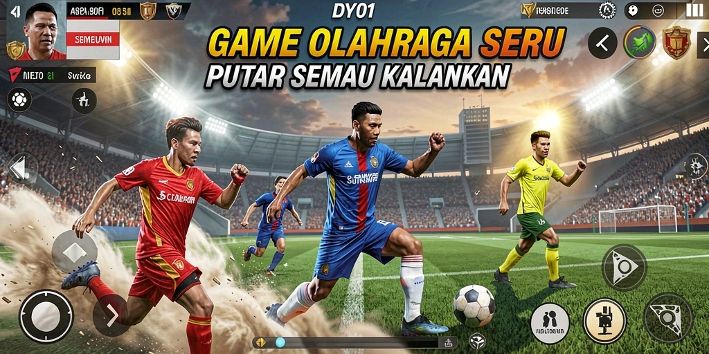 Screenshot utama DY01 menampilkan aksi seru di gameplay olahraga.