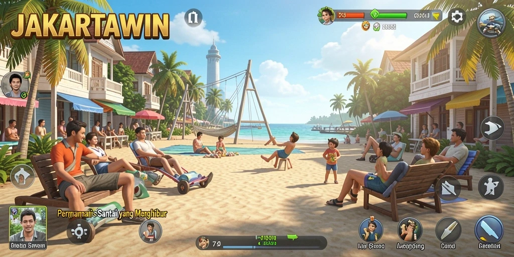 Tampilan ceria gameplay JAKARTAWIN yang menghibur.