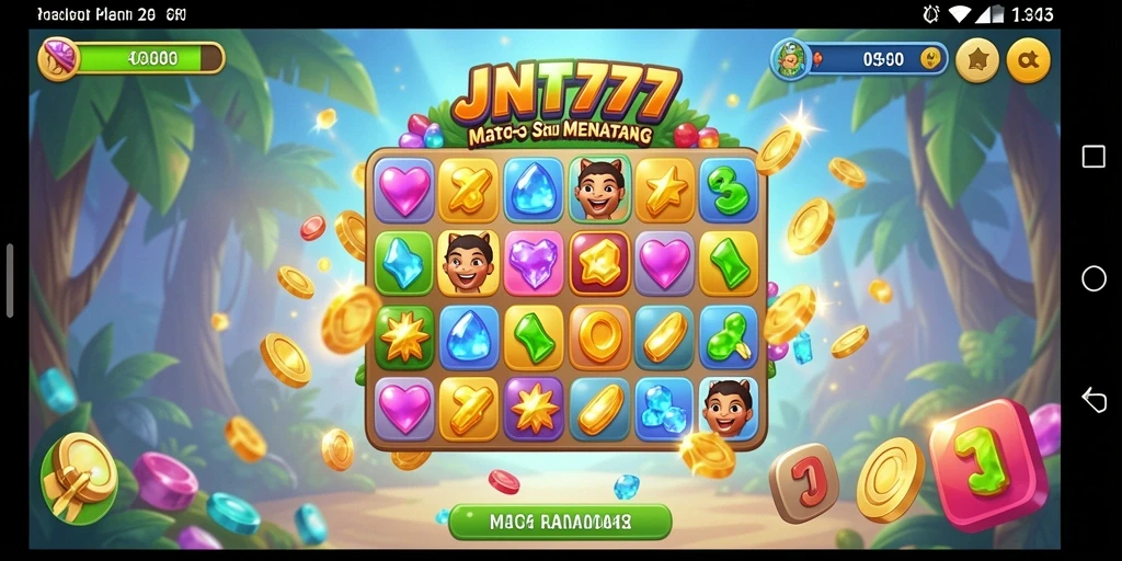 Screenshot gameplay JNT777 yang menunjukkan momen seru Match-3.