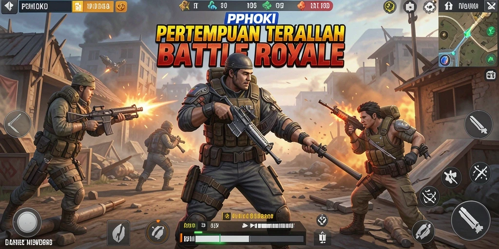 Screenshot utama PPHOKI menampilkan aksi seru pertempuran Battle Royale.