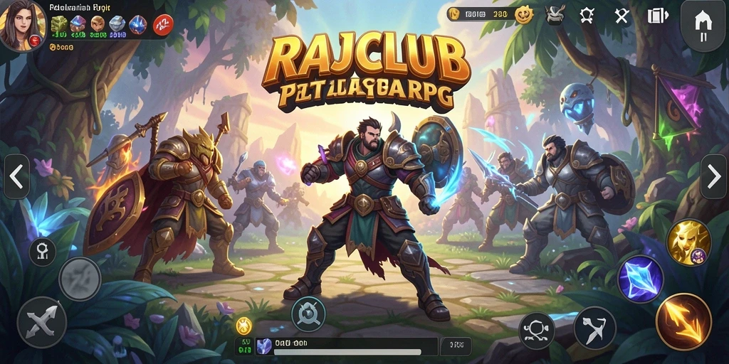 Tampilan gameplay RAJACLUB dengan pemandangan dunia RPG yang luas.