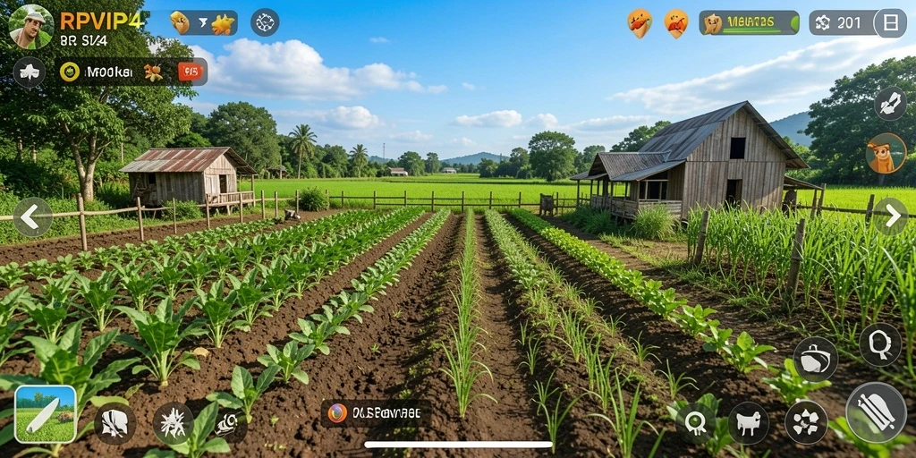 Screenshot RPVIP4 menampilkan aktivitas seru dalam bertani.