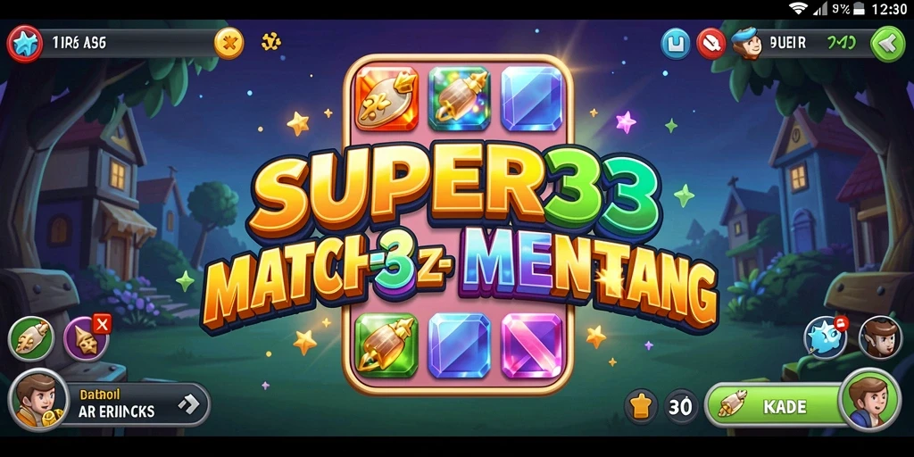 Tampilan gameplay SUPER33 yang seru dalam aksi Match-3.