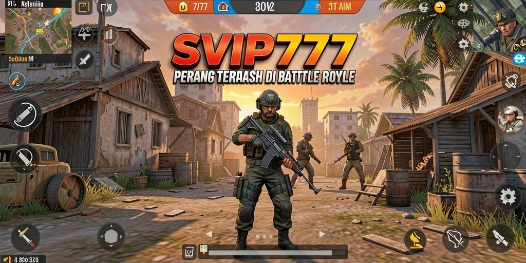 Screenshot permainan SVIP777 dengan aksi Battle Royale yang mendebarkan.