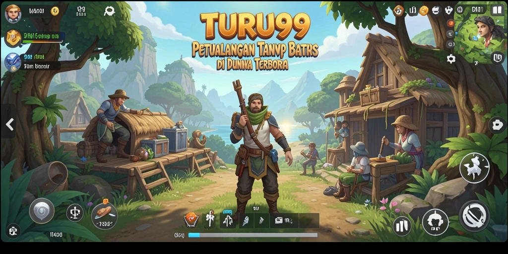 Screenshot TURU99 menunjukkan pemain menjelajahi dunia yang luas dan menakjubkan.