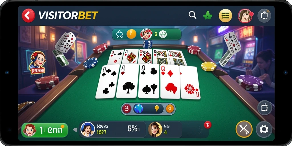 Screenshot menunjukkan permainan Domino seru di VISITORBET dengan antarmuka menarik.